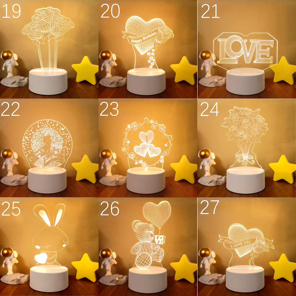 Transform Your Space with the 3D LED Night Light - A Creative Illusion Lamp for Home Decor