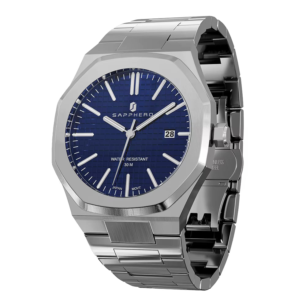 Elevate Your Style with the SAPPHERO Men's Classic Business Stainless Steel Watch featuring Japanese Precision and Versatile Functionality