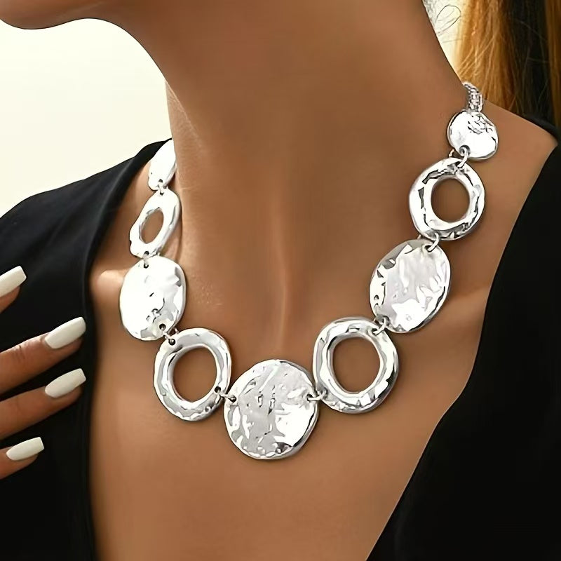 Elevate Your Style with the Lxalry Handmade Silver Geometric Pendant Necklace - A Chic Layered Jewelry Piece for Every Occasion