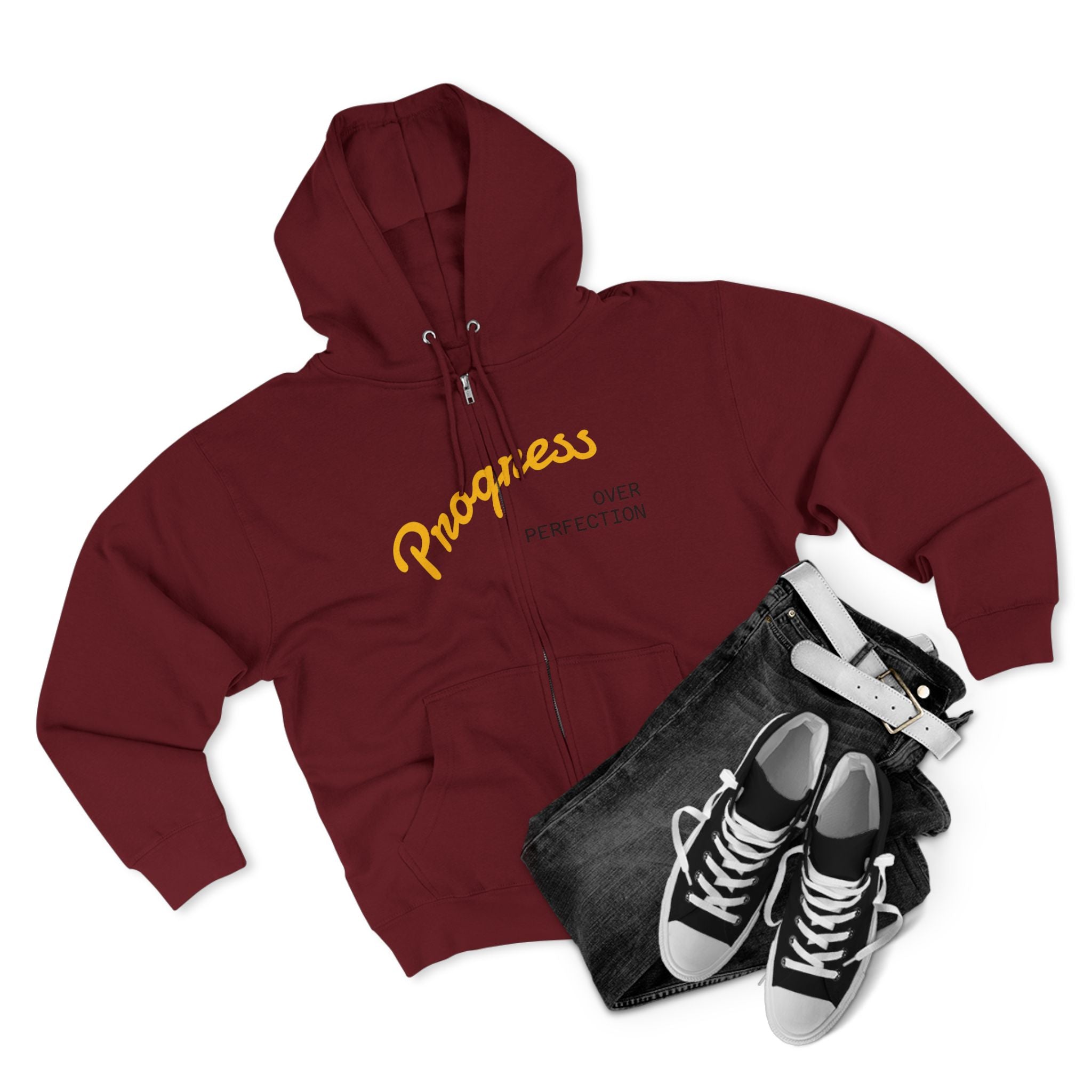 Progress Over Perfection hoodie | Motivational Zip Hoodie, Progress Is Made Quote