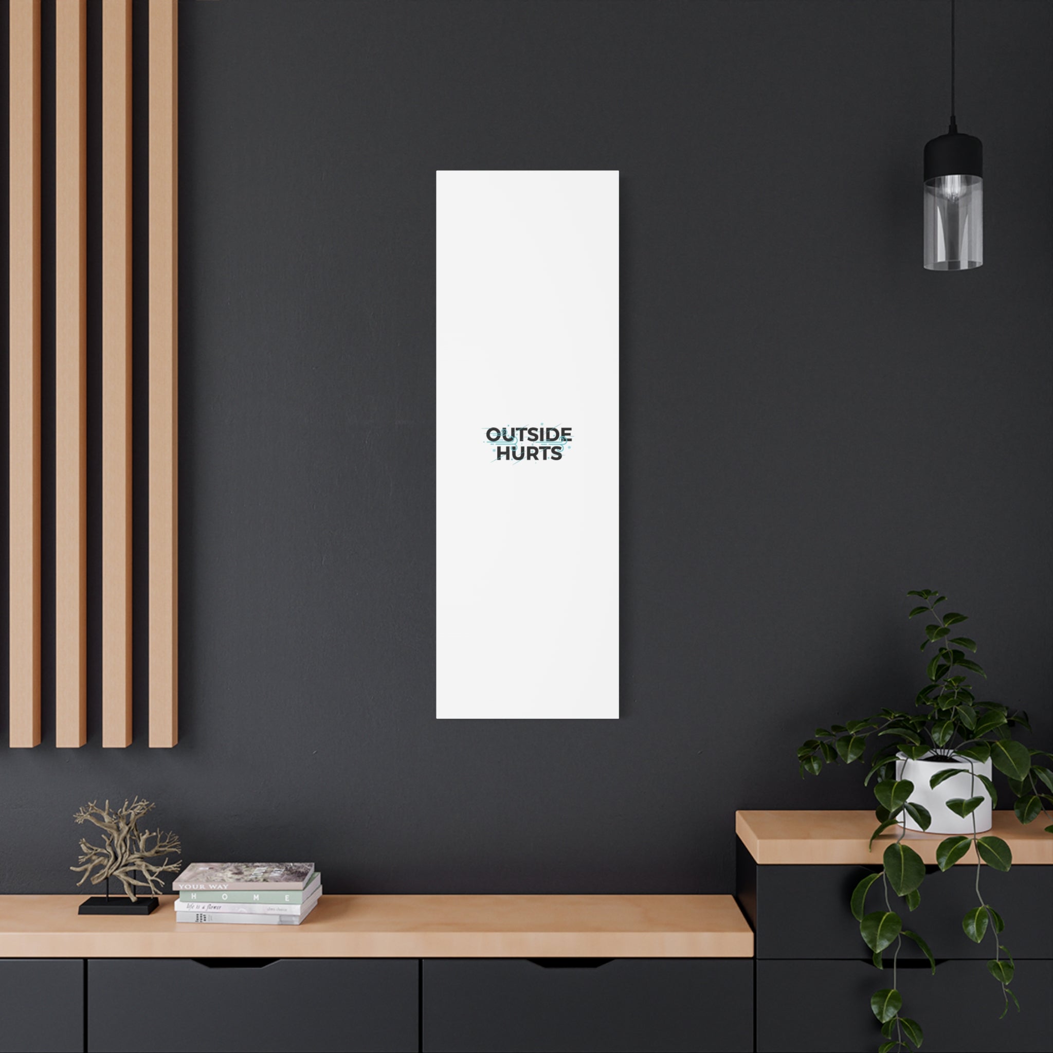 OUTSIDE HURTS Canvas Wall Art | Wind-Chill Minimalism, winter meme