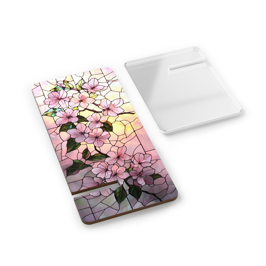 Floral Smartphone Stand, Cell Phone Holder, Stained Glass Design, Decorative Desk Accessory, Gift for Her