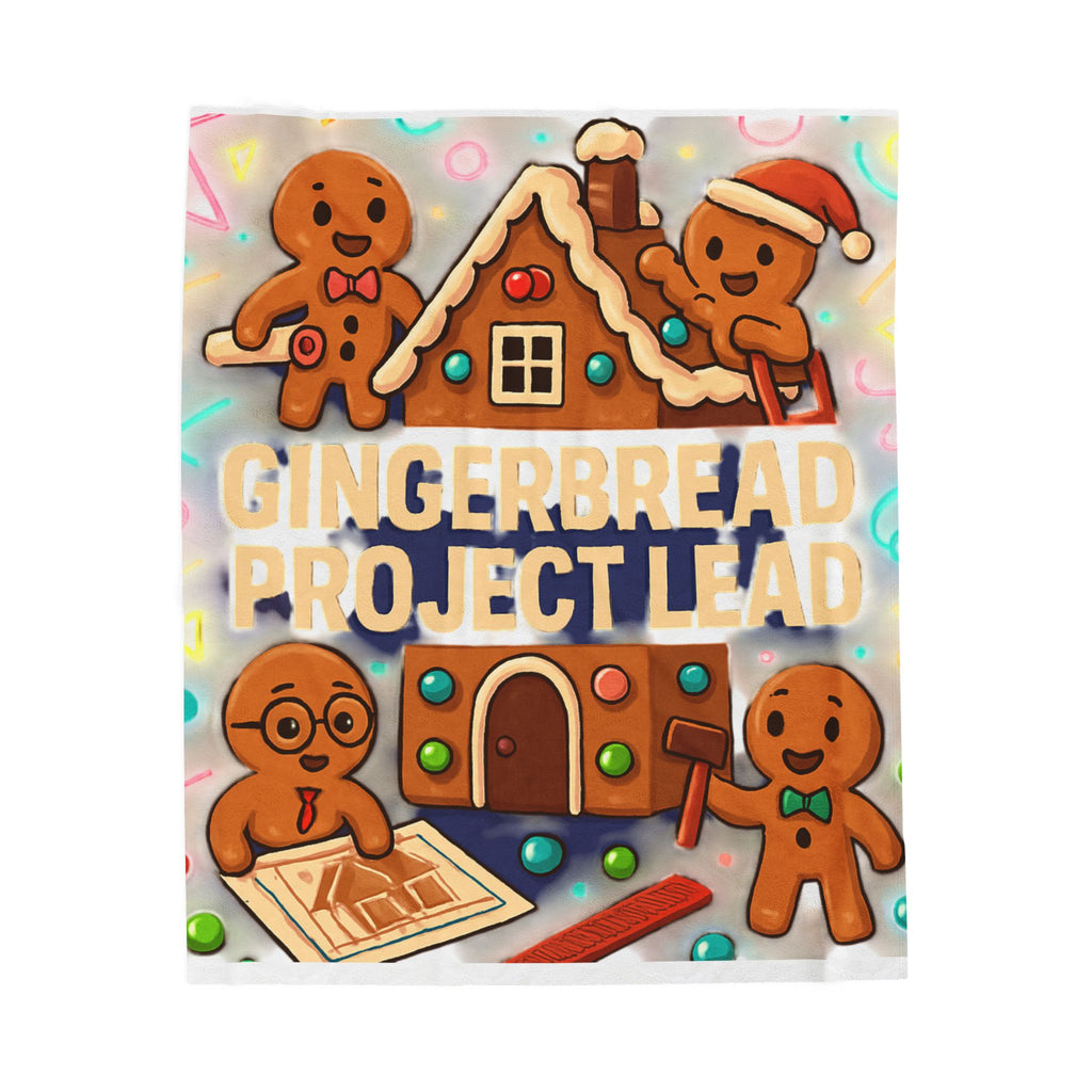 Velveteen Blanket — "Gingerbread Project Lead" Holiday Plush Throw
