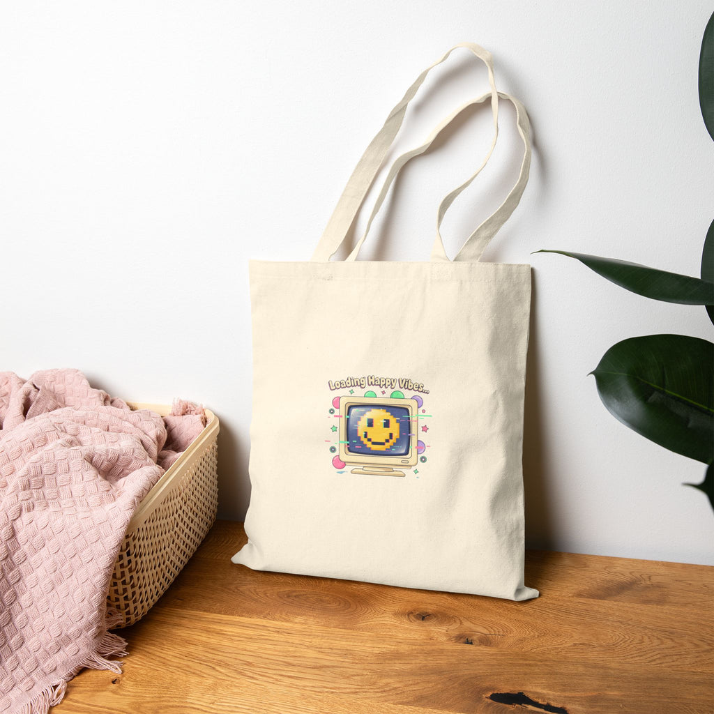Smiley Retro OS Popup Tote, Y2K Pixel Tech Nostalgia