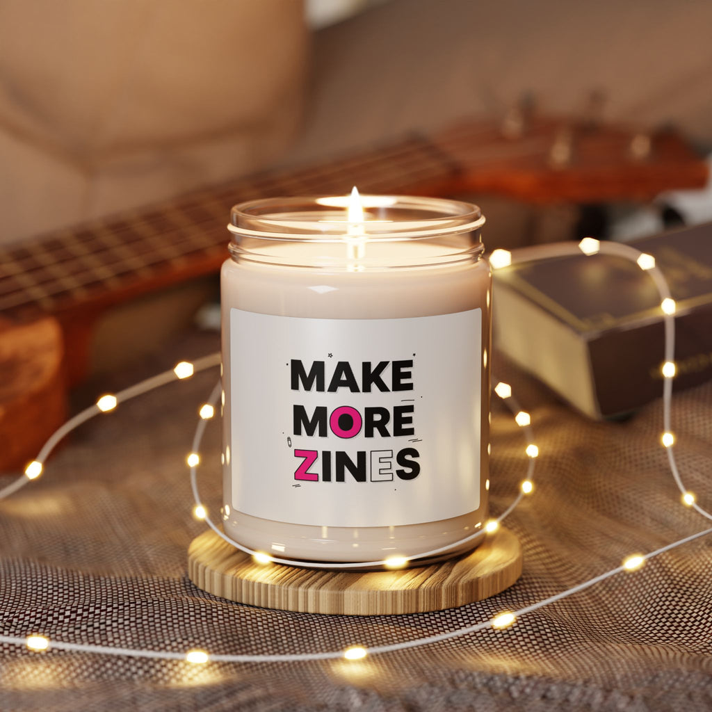 MAKE MORE ZINES Candle | Soy Jar, Cut-and-Paste Ransom Collage, Indie Zine Style