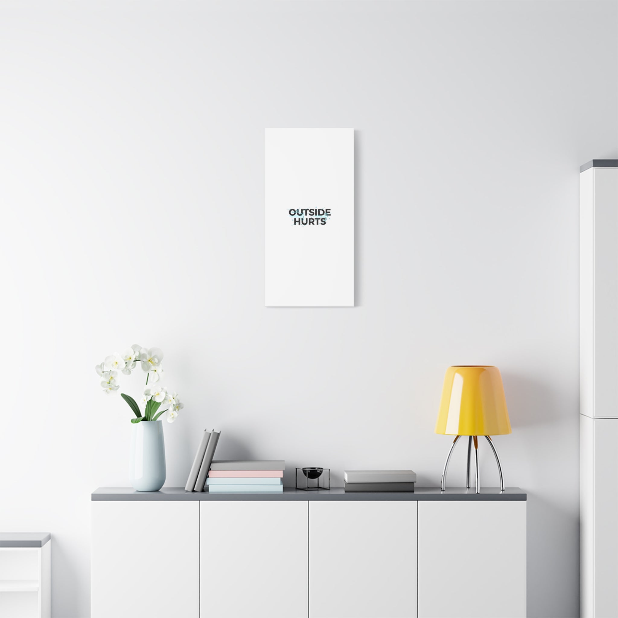 OUTSIDE HURTS Canvas Wall Art | Wind-Chill Minimalism, winter meme