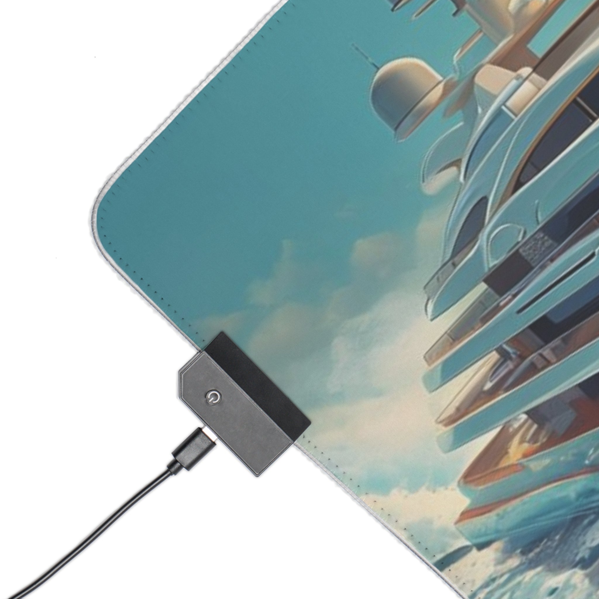 Yacht Sunrise LED Gaming Mouse Pad — XL RGB Desk Mat for Gamers & Streamers