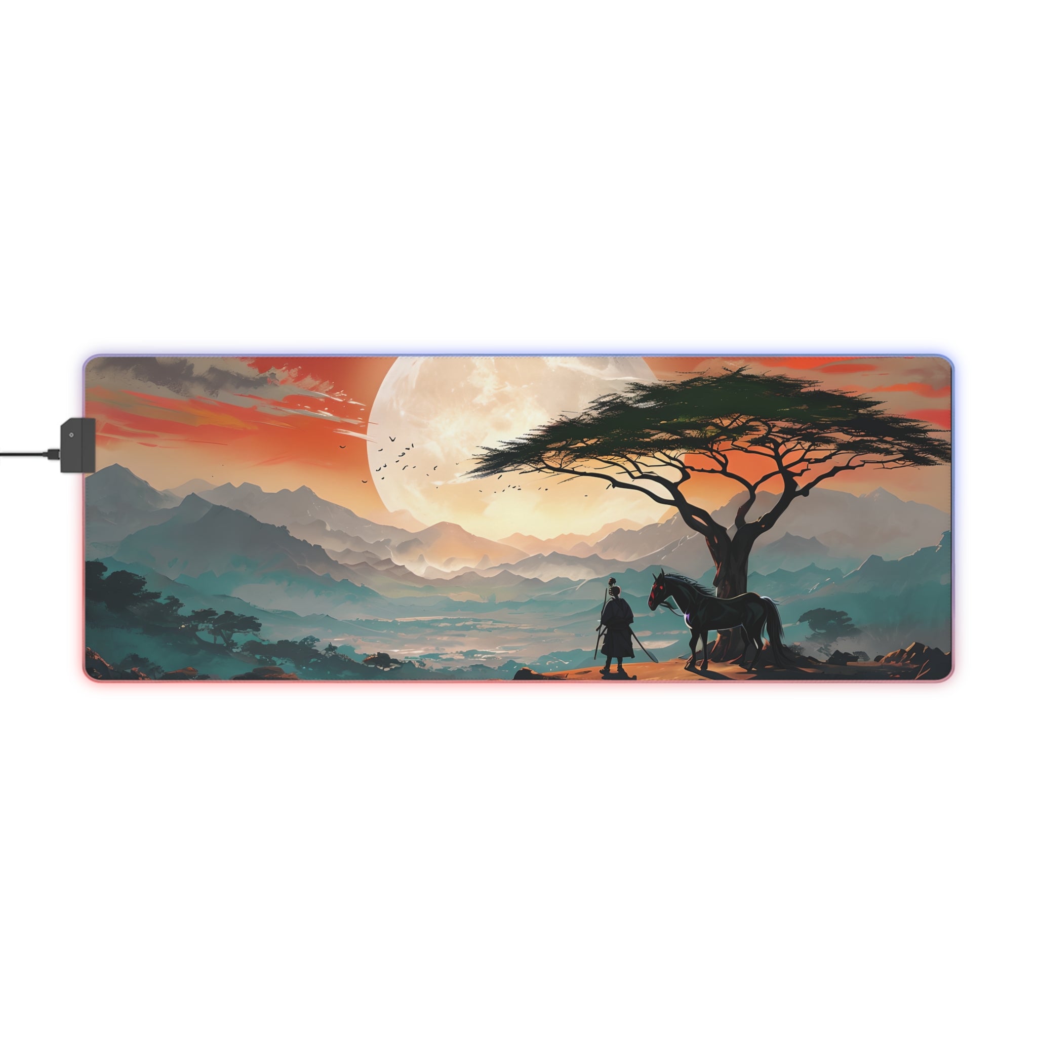 LED Gaming Mouse Pad with Vibrant Landscape Design, RGB Backlit Desk Decor, Gamer Gift, Home Office Accessory, Perfect for Gaming Setup