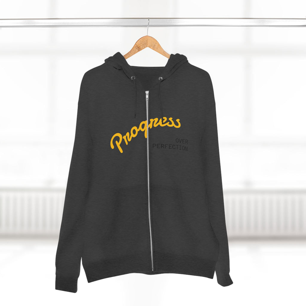 Progress Over Perfection hoodie | Motivational Zip Hoodie, Progress Is Made Quote
