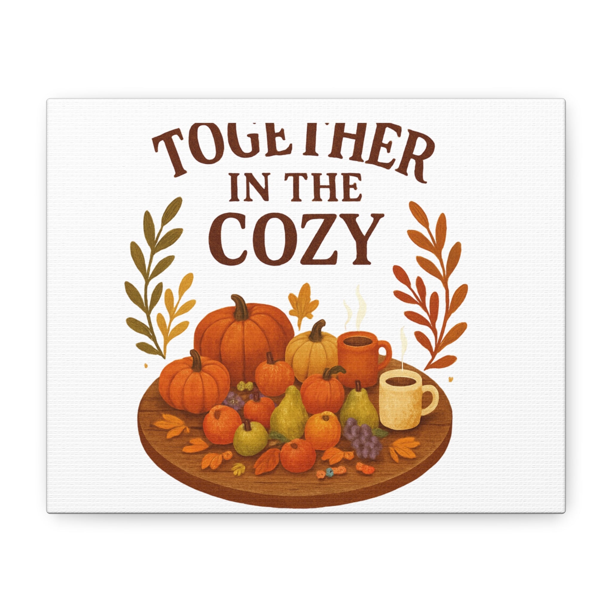 Fall Harvest Cozy Canvas Wall Art – "In The Cozy" Pumpkin & Coffee Autumn Decor