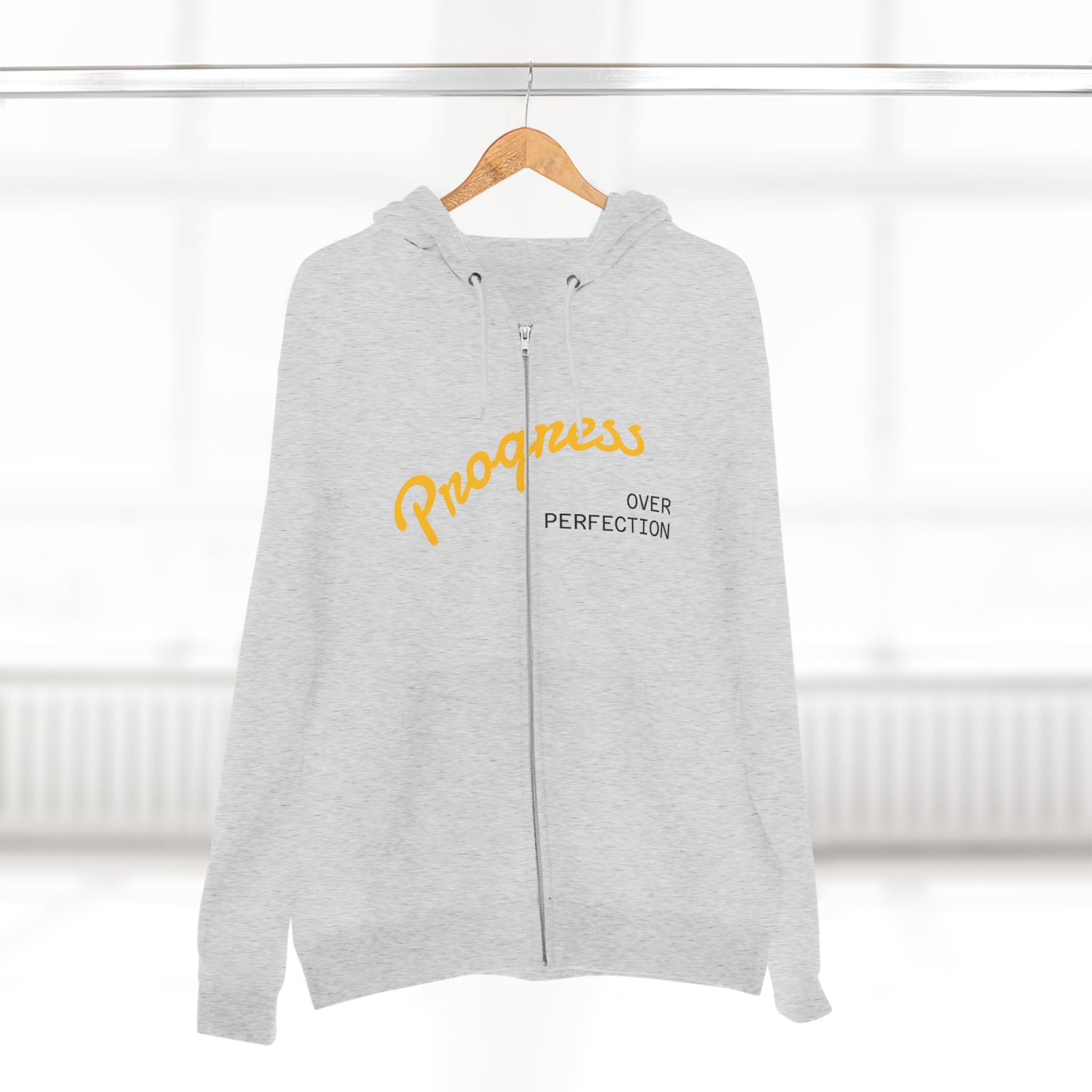 Progress Over Perfection hoodie | Motivational Zip Hoodie, Progress Is Made Quote