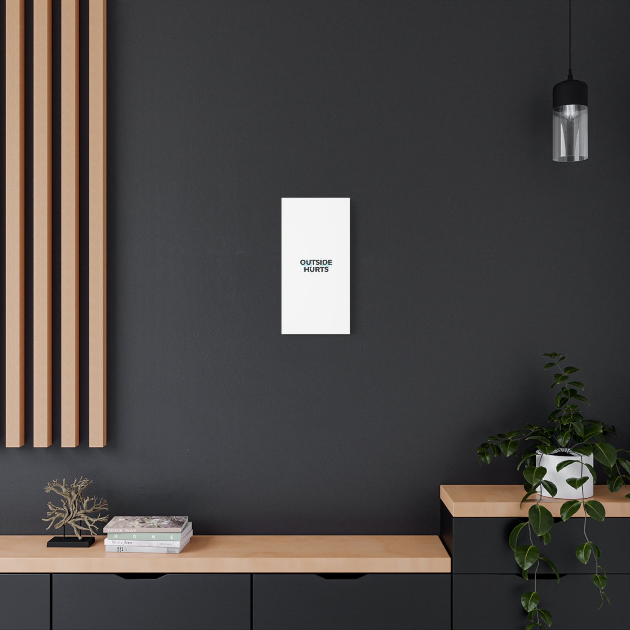 OUTSIDE HURTS Canvas Wall Art | Wind-Chill Minimalism, winter meme