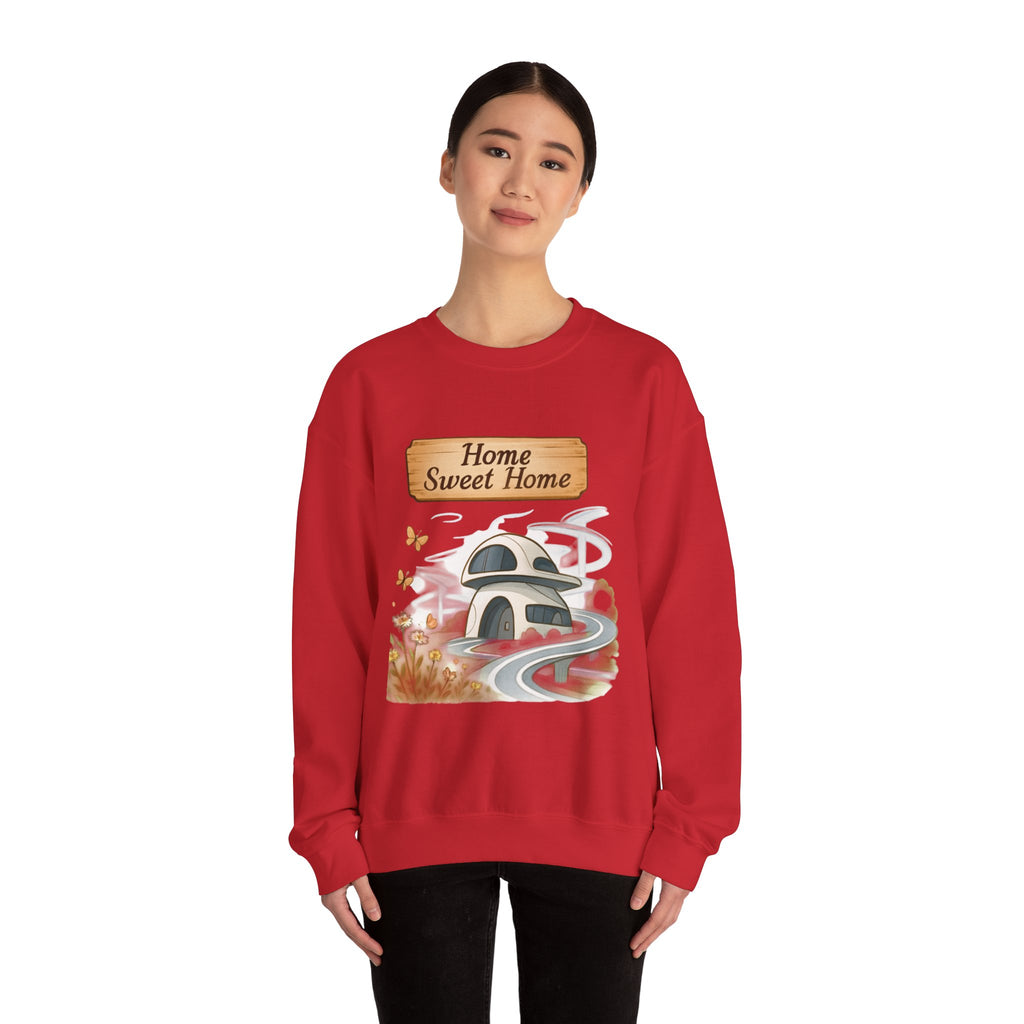 Crewneck Sweatshirt — “Home Sweet Home” Cozy Cottage Graphic