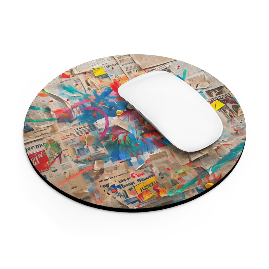 Abstract Paint Splash Mouse Pad — Colorful Collage Desk Mat