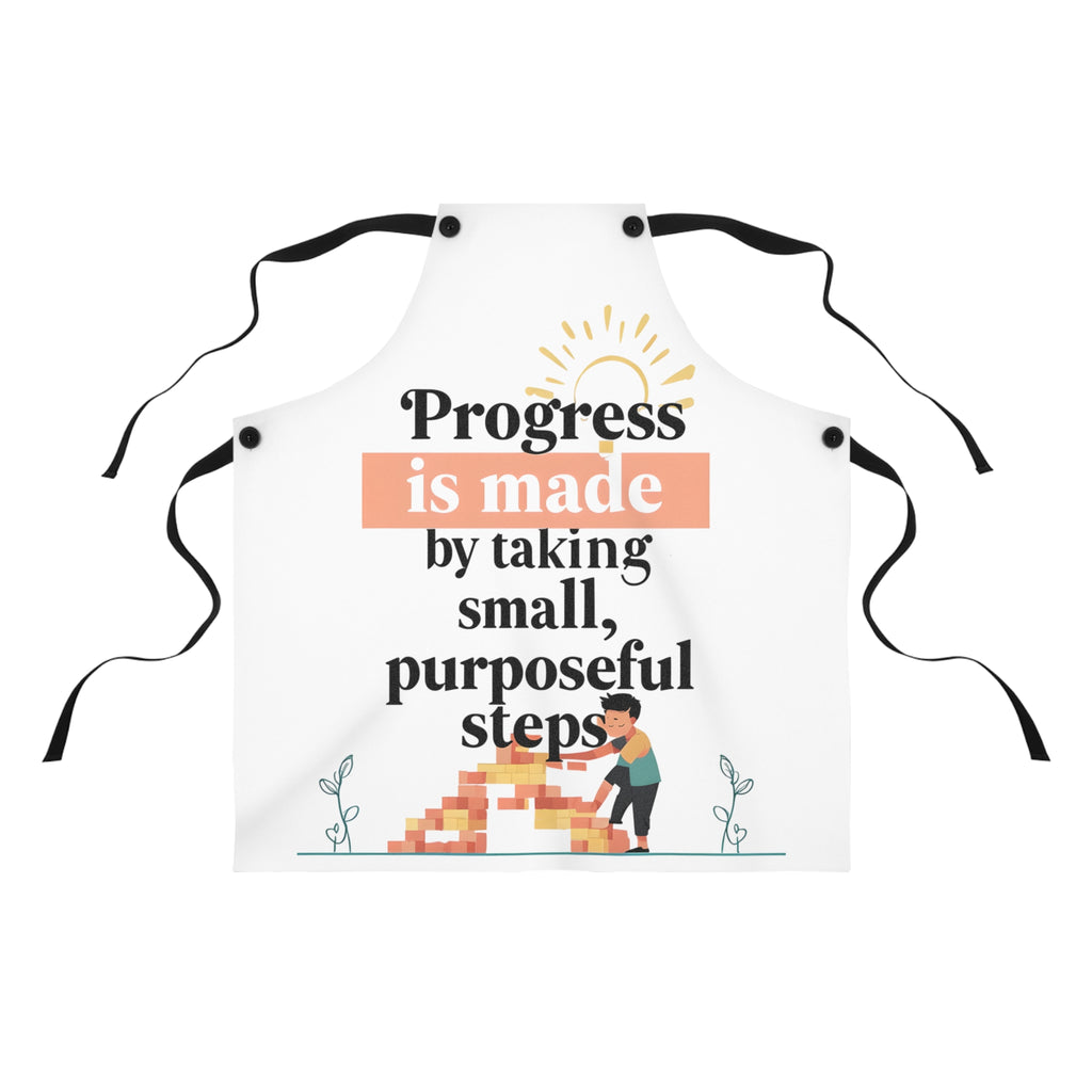 Motivational Kitchen Apron — “Progress is Made” Inspirational Cooking Apron
