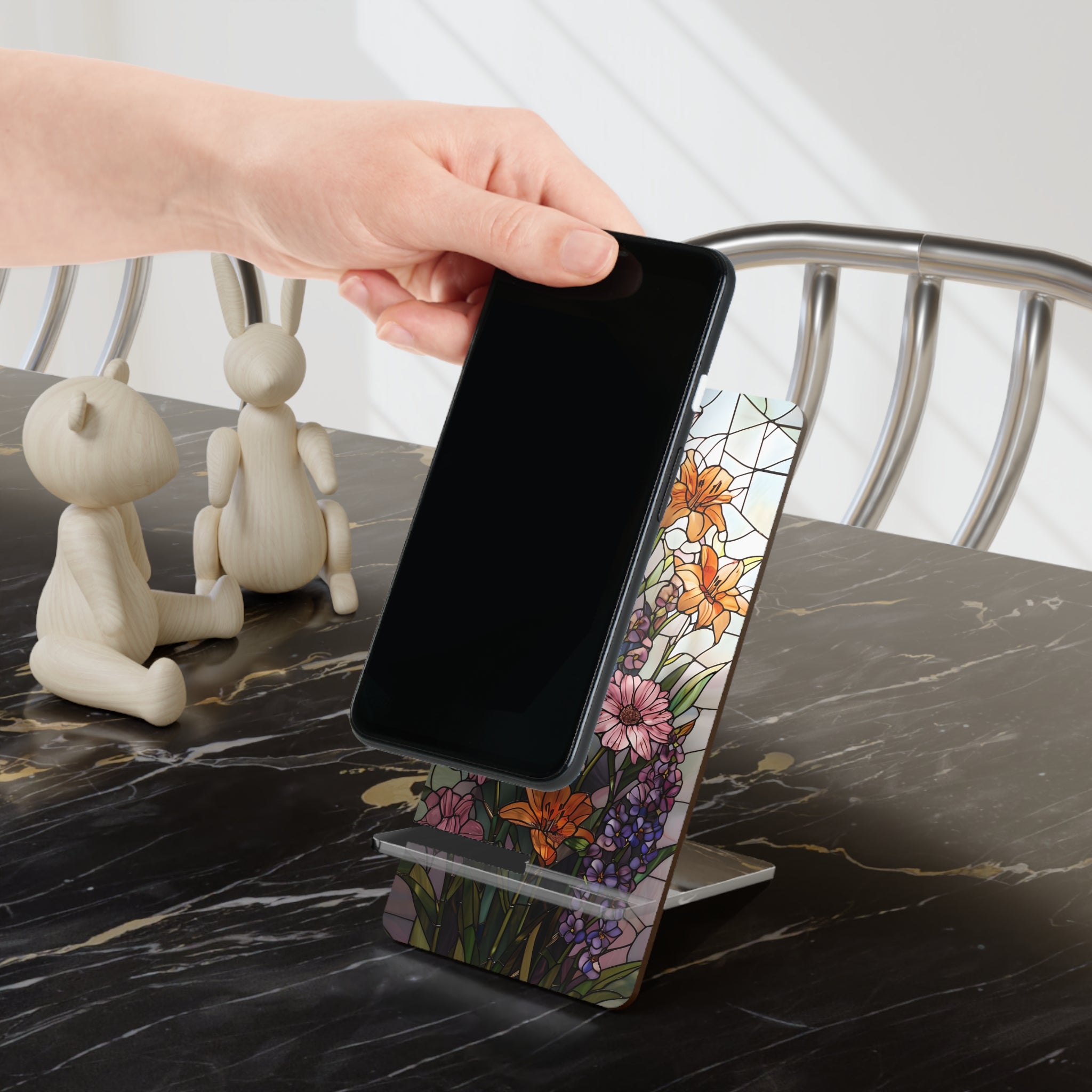Stunning Floral Smartphone Stand, Cute Phone Holder, Desk Organizer Gift, Home Office Decor, Mother's Day Gift, Floral Design