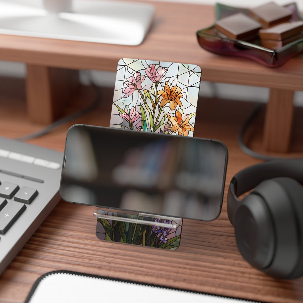 Stunning Floral Smartphone Stand, Cute Phone Holder, Desk Organizer Gift, Home Office Decor, Mother's Day Gift, Floral Design