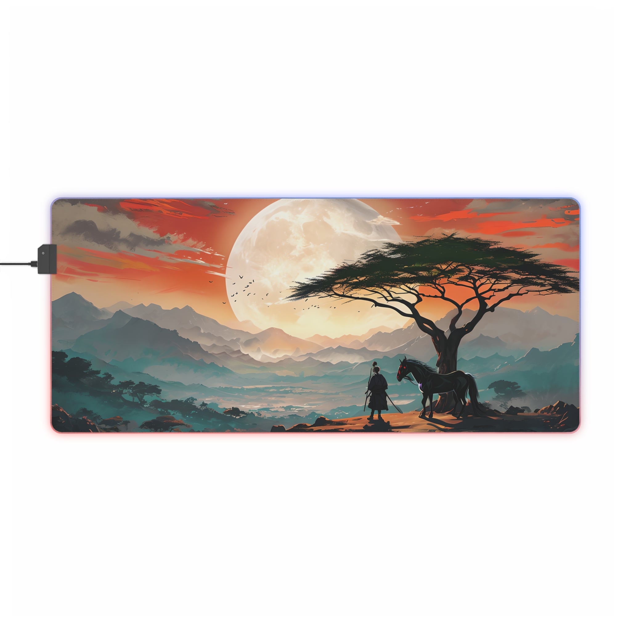 LED Gaming Mouse Pad with Vibrant Landscape Design, RGB Backlit Desk Decor, Gamer Gift, Home Office Accessory, Perfect for Gaming Setup