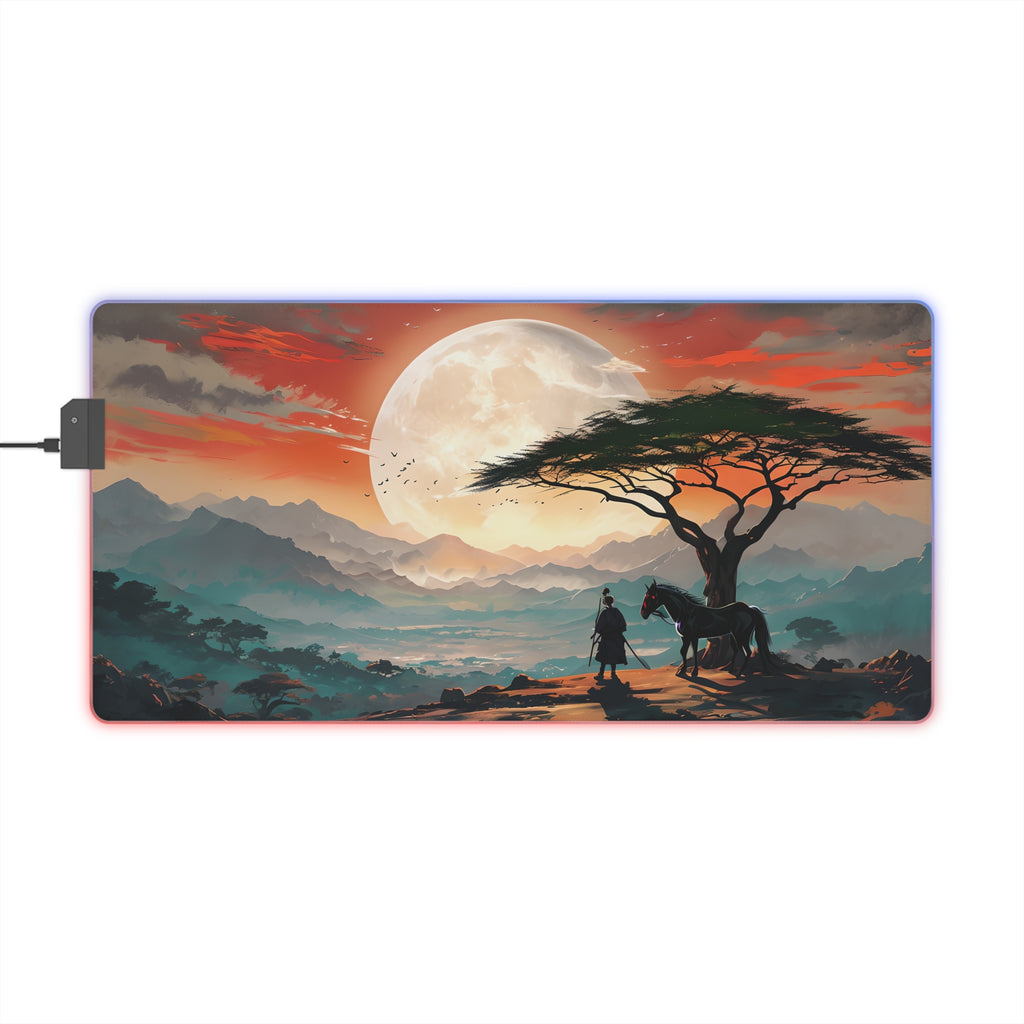LED Gaming Mouse Pad with Vibrant Landscape Design, RGB Backlit Desk Decor, Gamer Gift, Home Office Accessory, Perfect for Gaming Setup