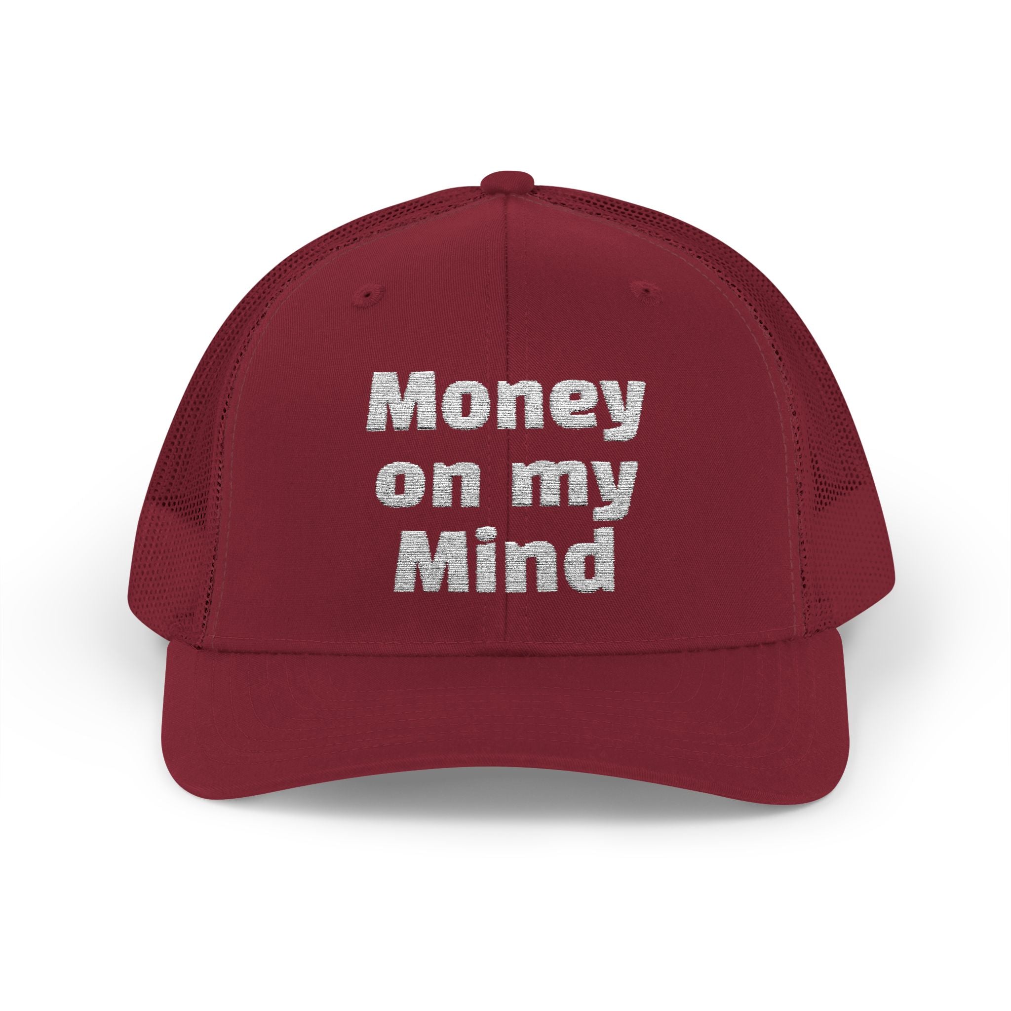 Money On My Mind Trucker Cap — Embroidered Mesh Snapback Hat