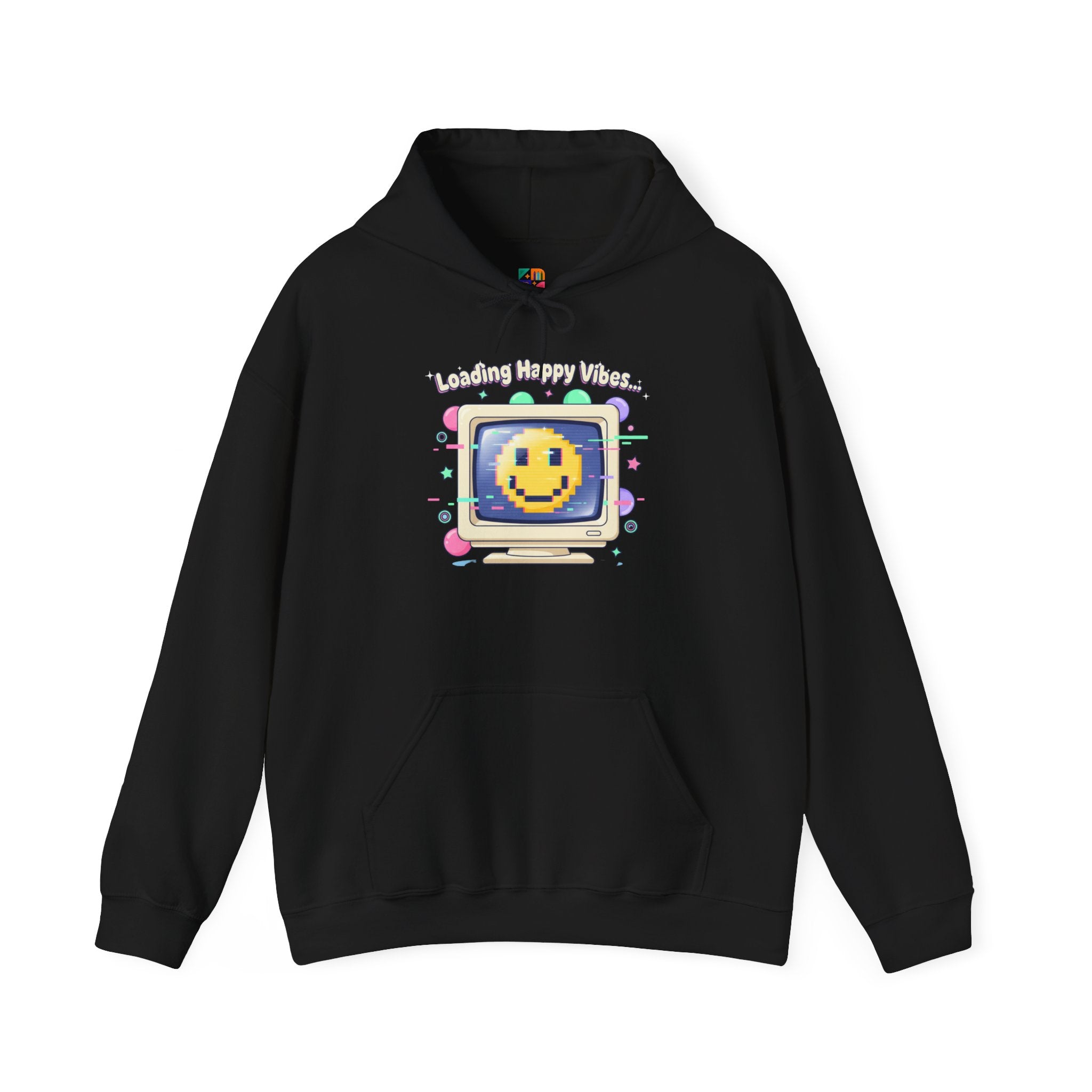Virtual Pet Popup Hoodie | Y2K retro tech, pixel smile interface