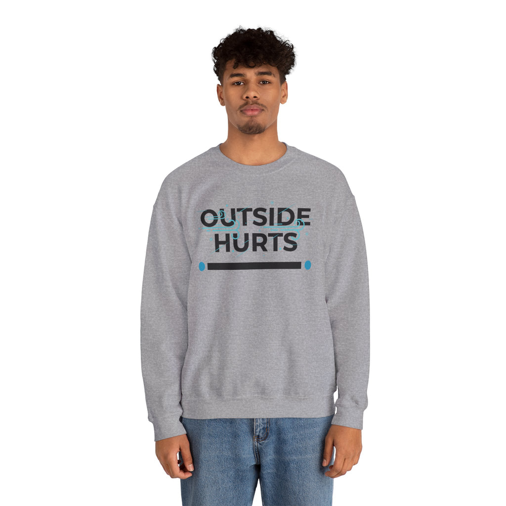 OUTSIDE HURTS Sweatshirt | Winter meme, Cold humor minimalist crewneck