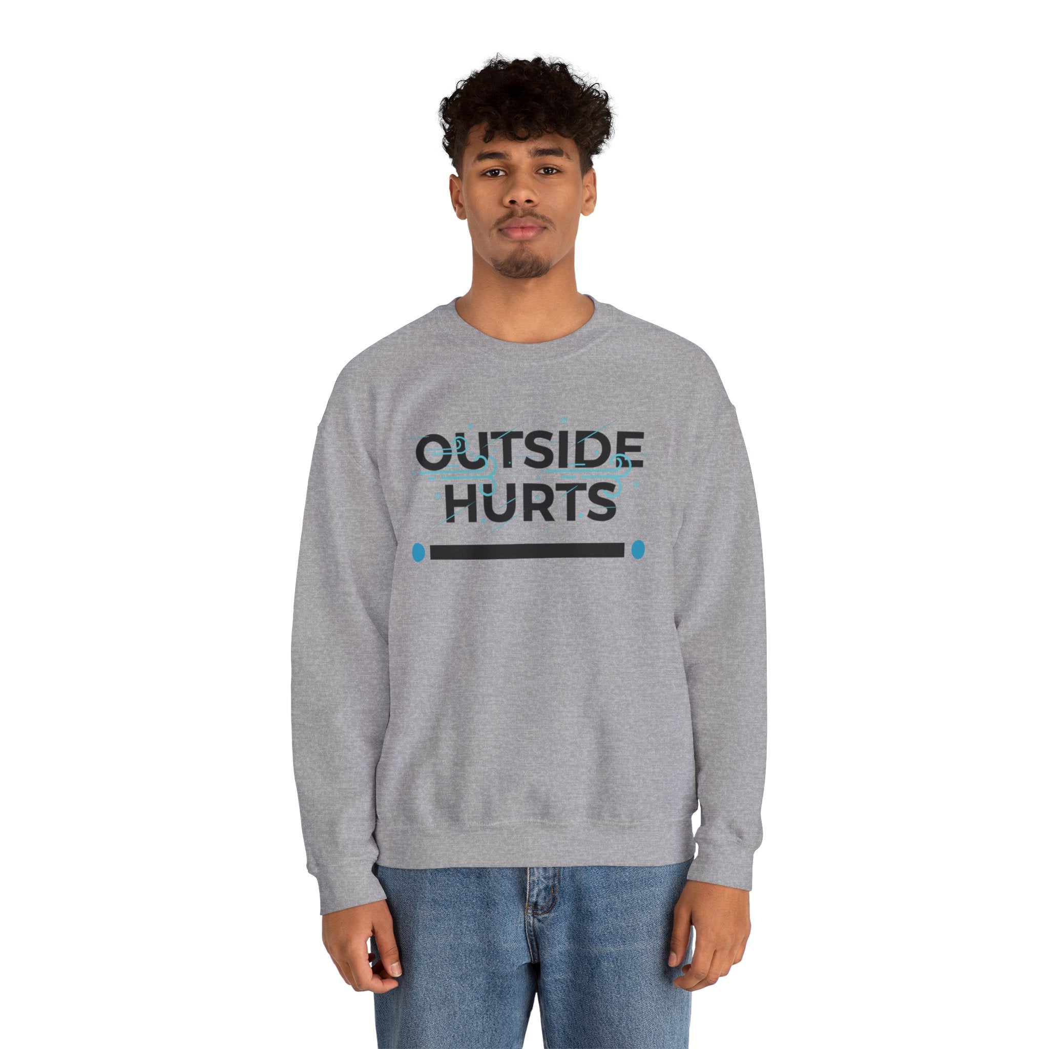 OUTSIDE HURTS Sweatshirt | Winter meme, Cold humor minimalist crewneck