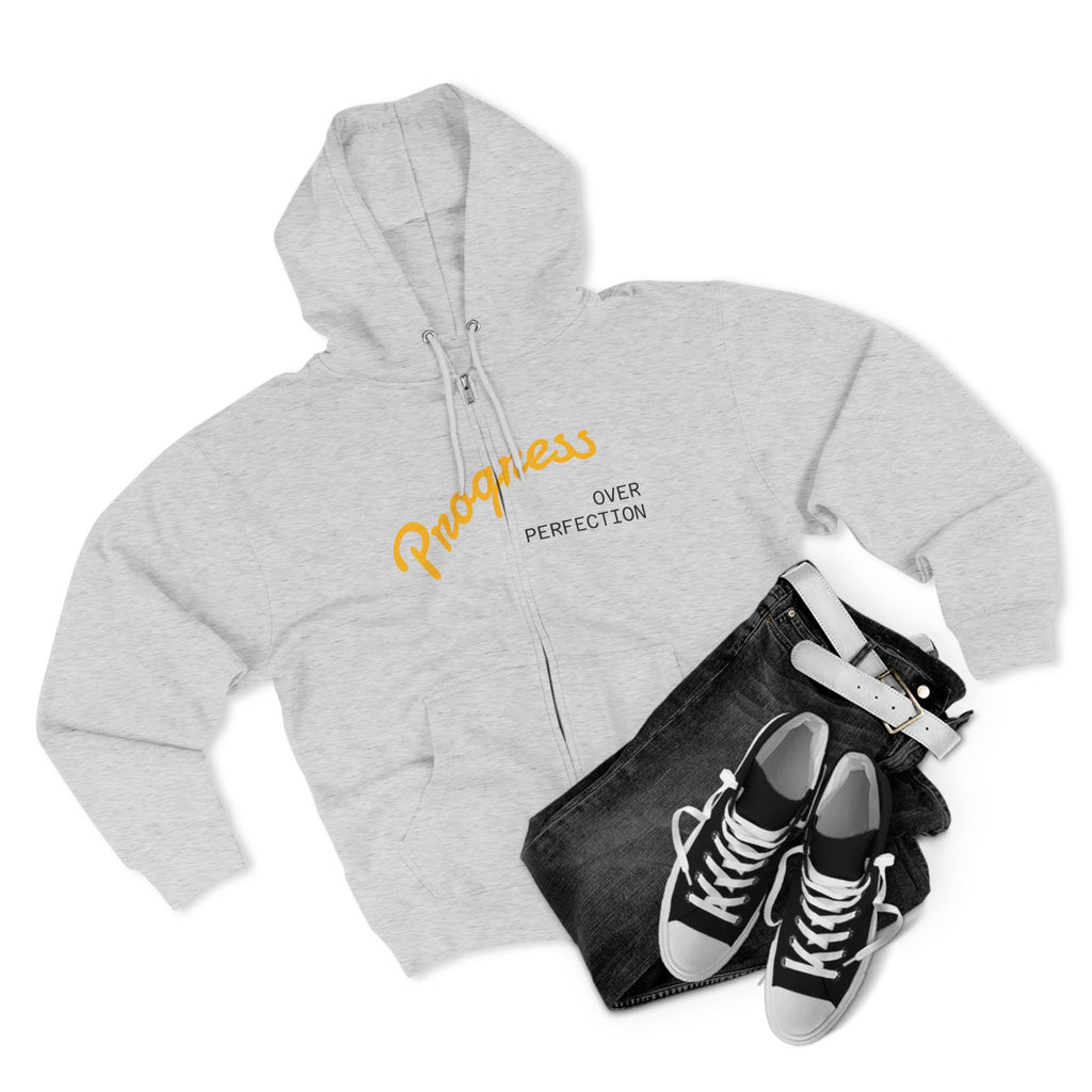 Progress Over Perfection hoodie | Motivational Zip Hoodie, Progress Is Made Quote