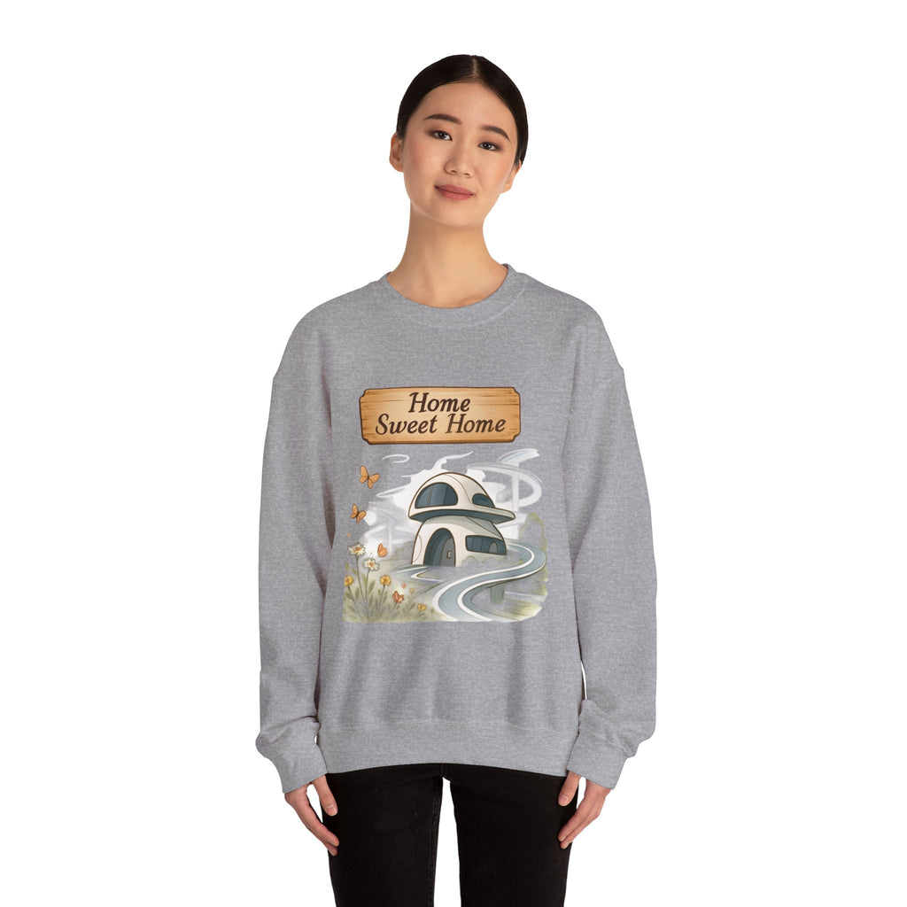 Crewneck Sweatshirt — “Home Sweet Home” Cozy Cottage Graphic
