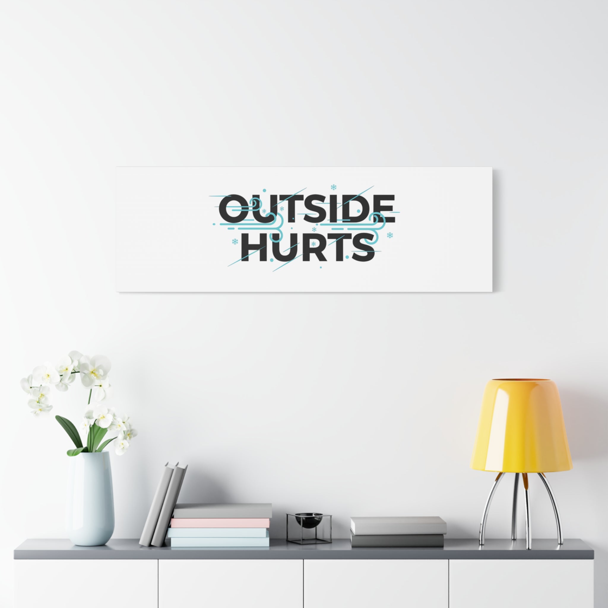 OUTSIDE HURTS Canvas Wall Art | Wind-Chill Minimalism, winter meme