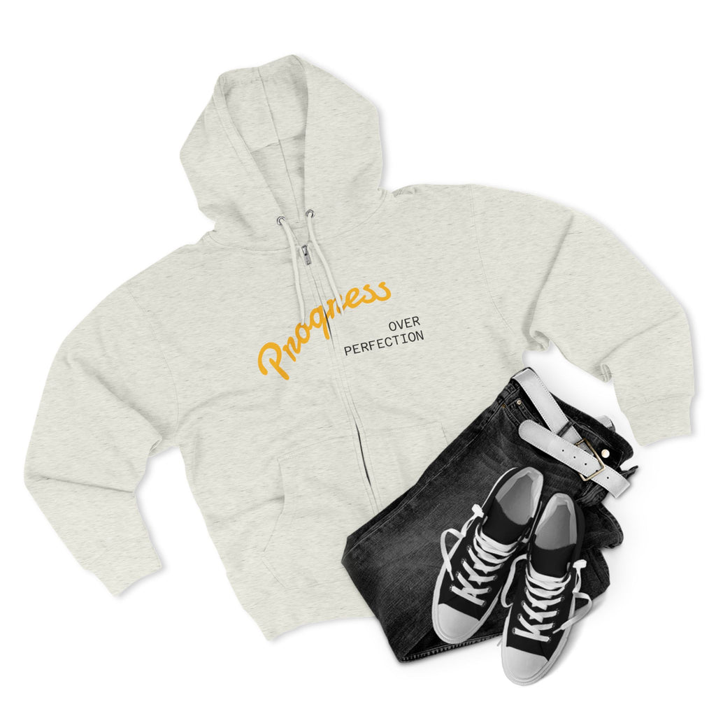 Progress Over Perfection hoodie | Motivational Zip Hoodie, Progress Is Made Quote