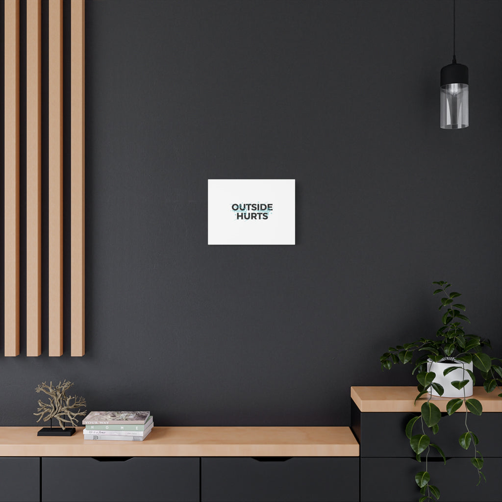 OUTSIDE HURTS Canvas Wall Art | Wind-Chill Minimalism, winter meme
