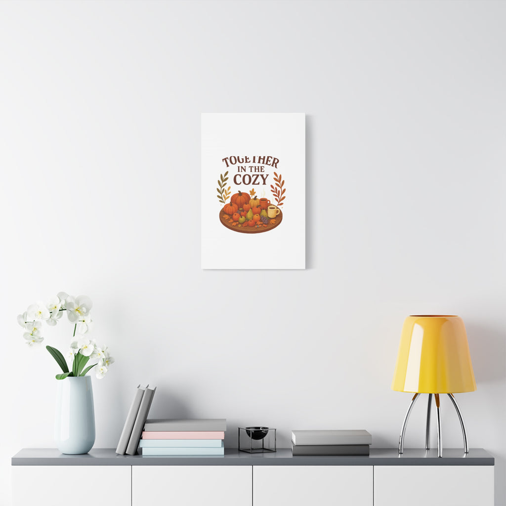 Fall Harvest Cozy Canvas Wall Art – "In The Cozy" Pumpkin & Coffee Autumn Decor