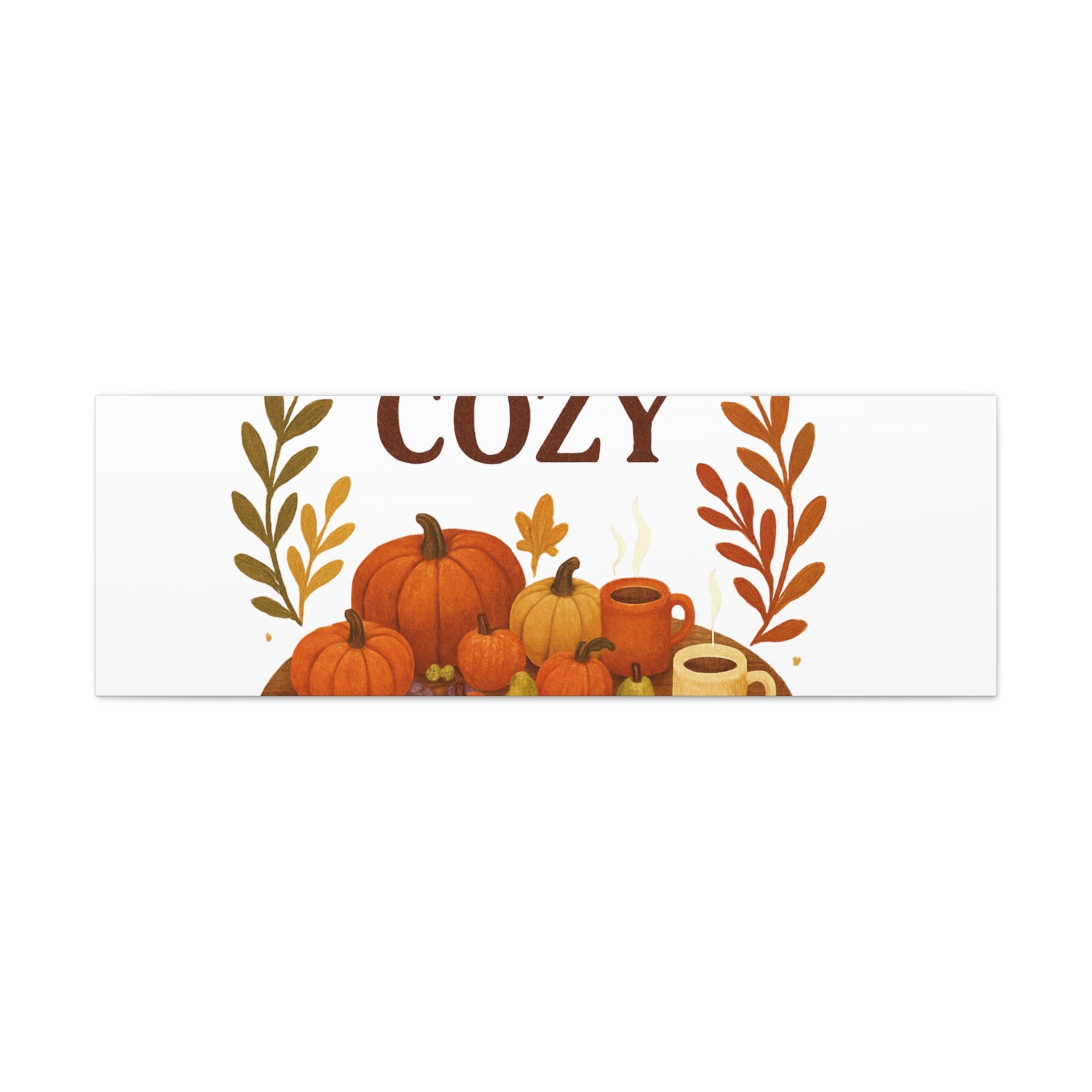Fall Harvest Cozy Canvas Wall Art – "In The Cozy" Pumpkin & Coffee Autumn Decor