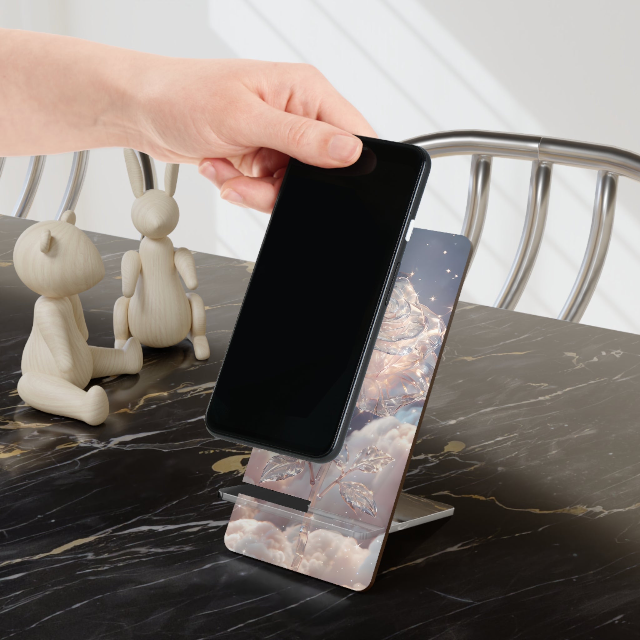 Elegant Smartphone Stand with Rose Design, Phone Holder, Gift for Tech Lovers, Decorative Desk Accessory, Perfect for Home & Office