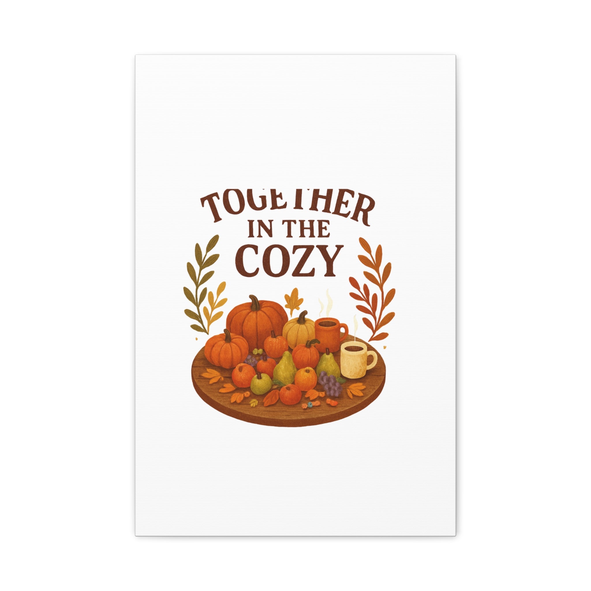 Fall Harvest Cozy Canvas Wall Art – "In The Cozy" Pumpkin & Coffee Autumn Decor