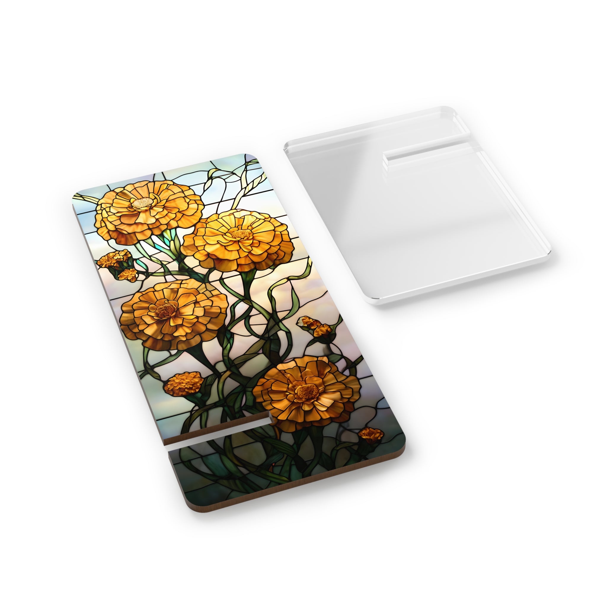Artistic Smartphone Display Stand, Floral Phone Holder, Stained Glass Phone Stand, Desk Organizer, Decorative Smartphone Holder