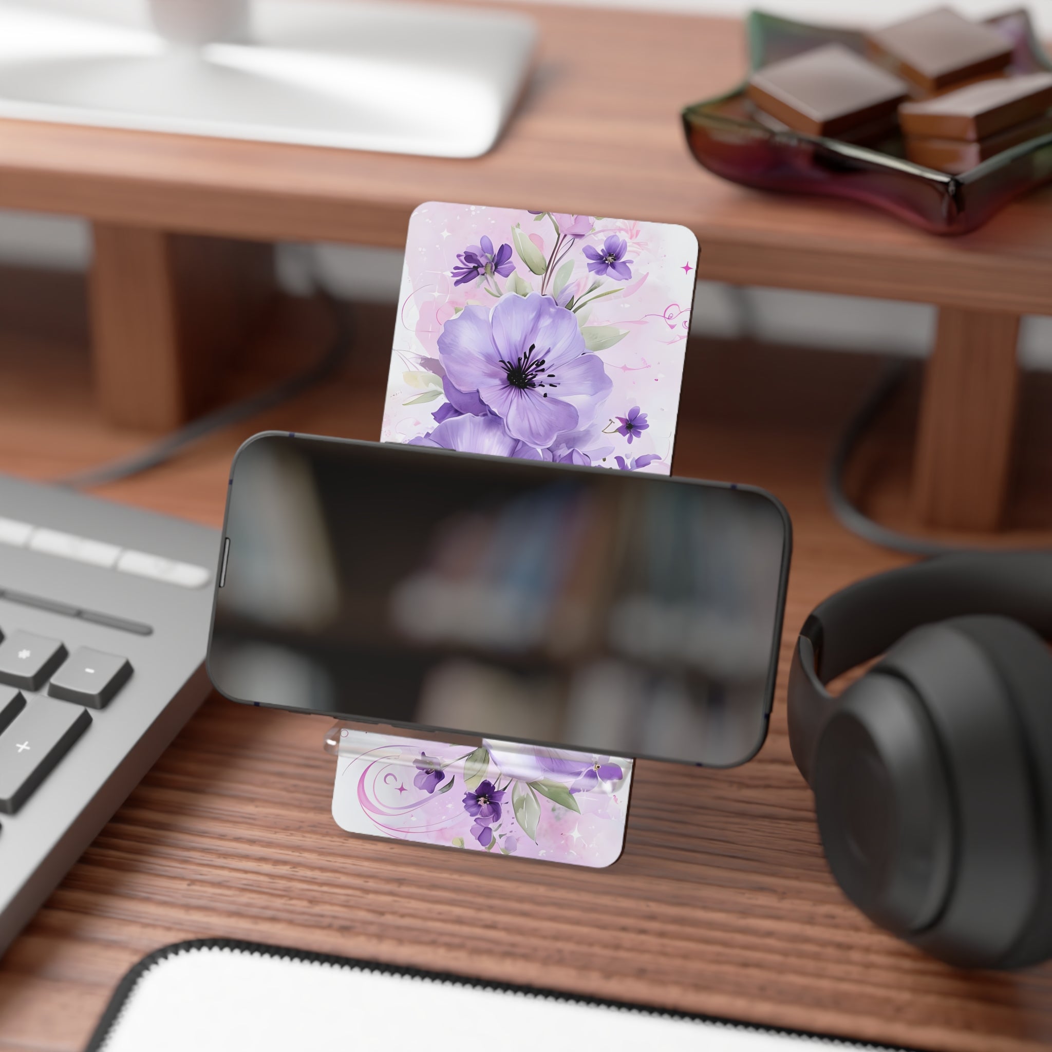 Floral Smartphone Display Stand, Elegant Phone Holder, Desk Organizer, Gifts for Her, Home Office Decor