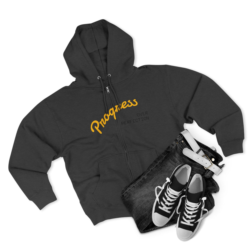 Progress Over Perfection hoodie | Motivational Zip Hoodie, Progress Is Made Quote