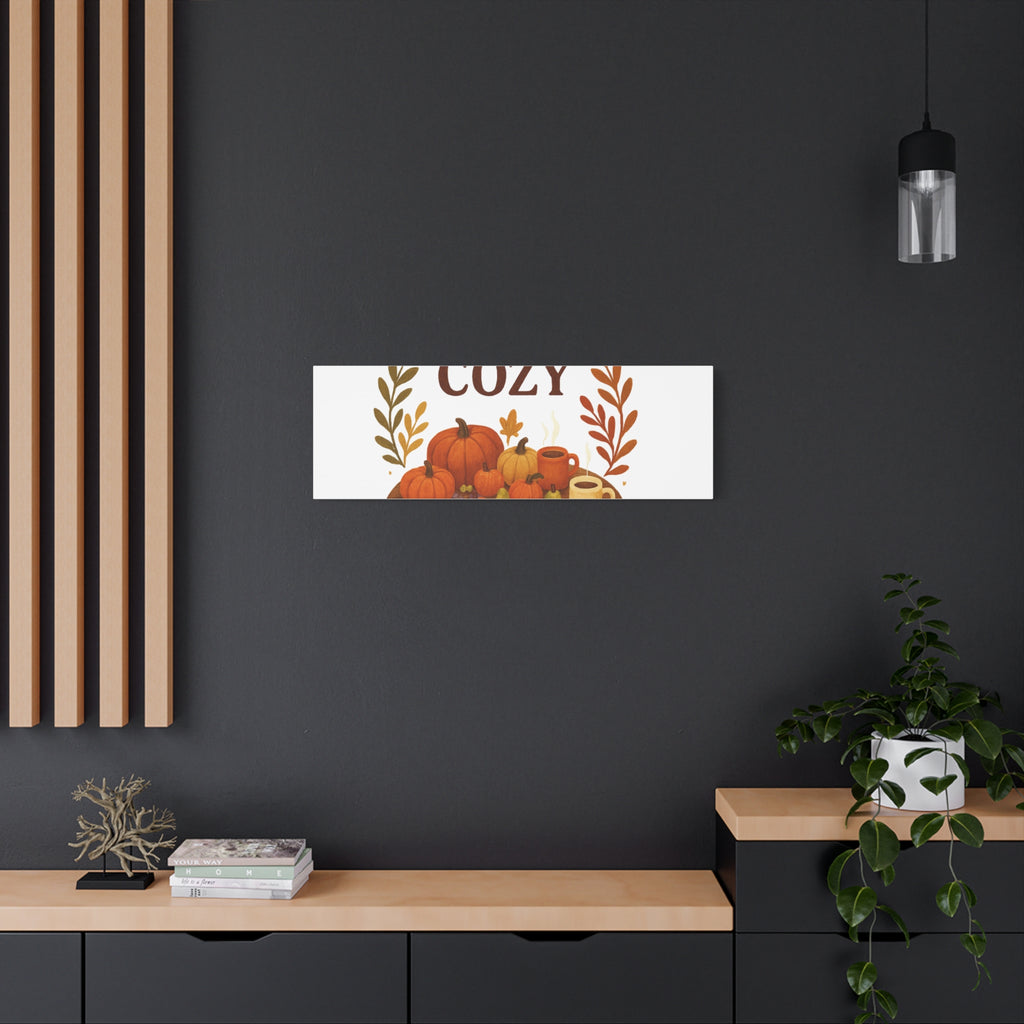 Fall Harvest Cozy Canvas Wall Art – "In The Cozy" Pumpkin & Coffee Autumn Decor