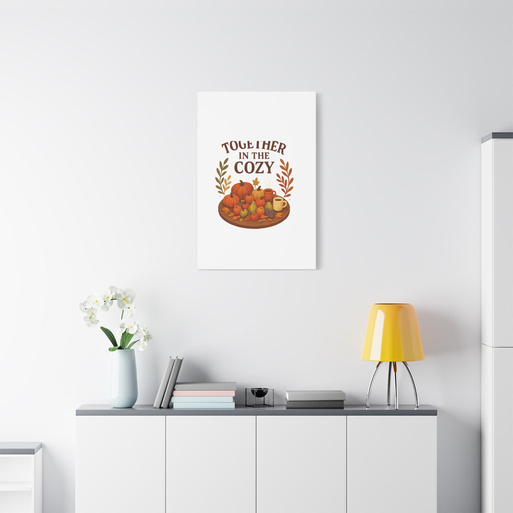Fall Harvest Cozy Canvas Wall Art – "In The Cozy" Pumpkin & Coffee Autumn Decor