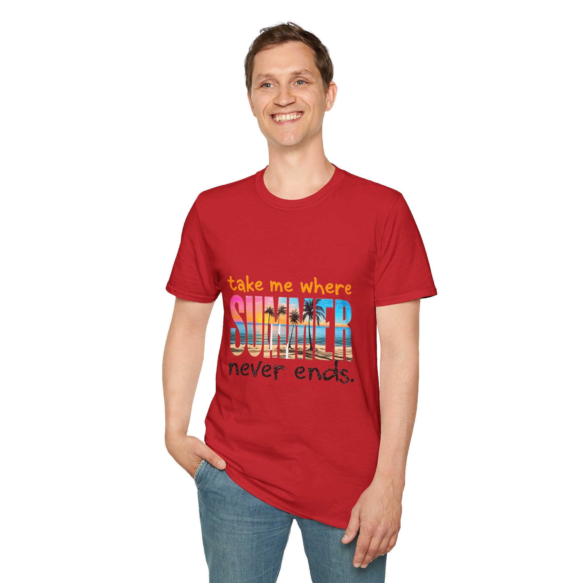 Summer Vibes Unisex T-Shirt | Take Me Where Summer Never Ends | Casual Wear, Vacation Shirt, Beach Tee, Gift Idea, Summer Collection