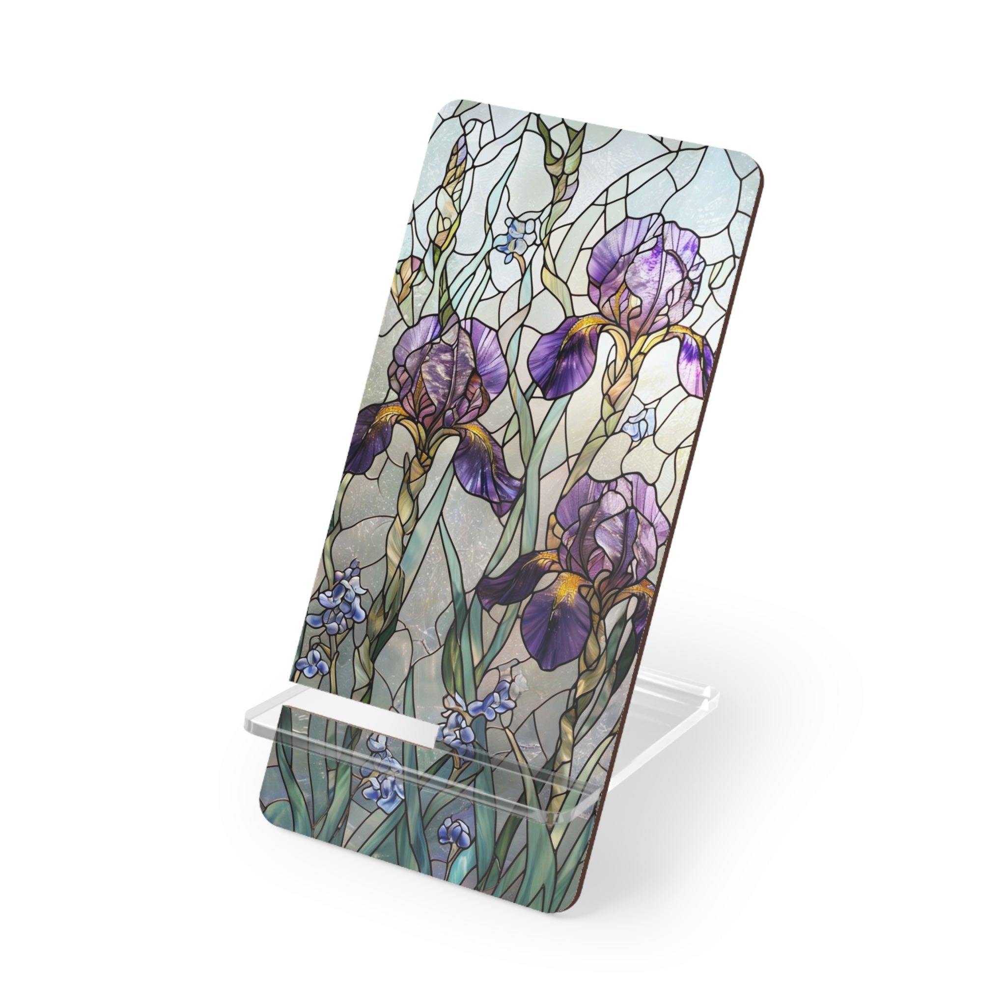 Stained Glass Smartphone Stand, Decorative Mobile Holder, Elegant Gift, Home Office Decor, Floral Design, Desk Accessory