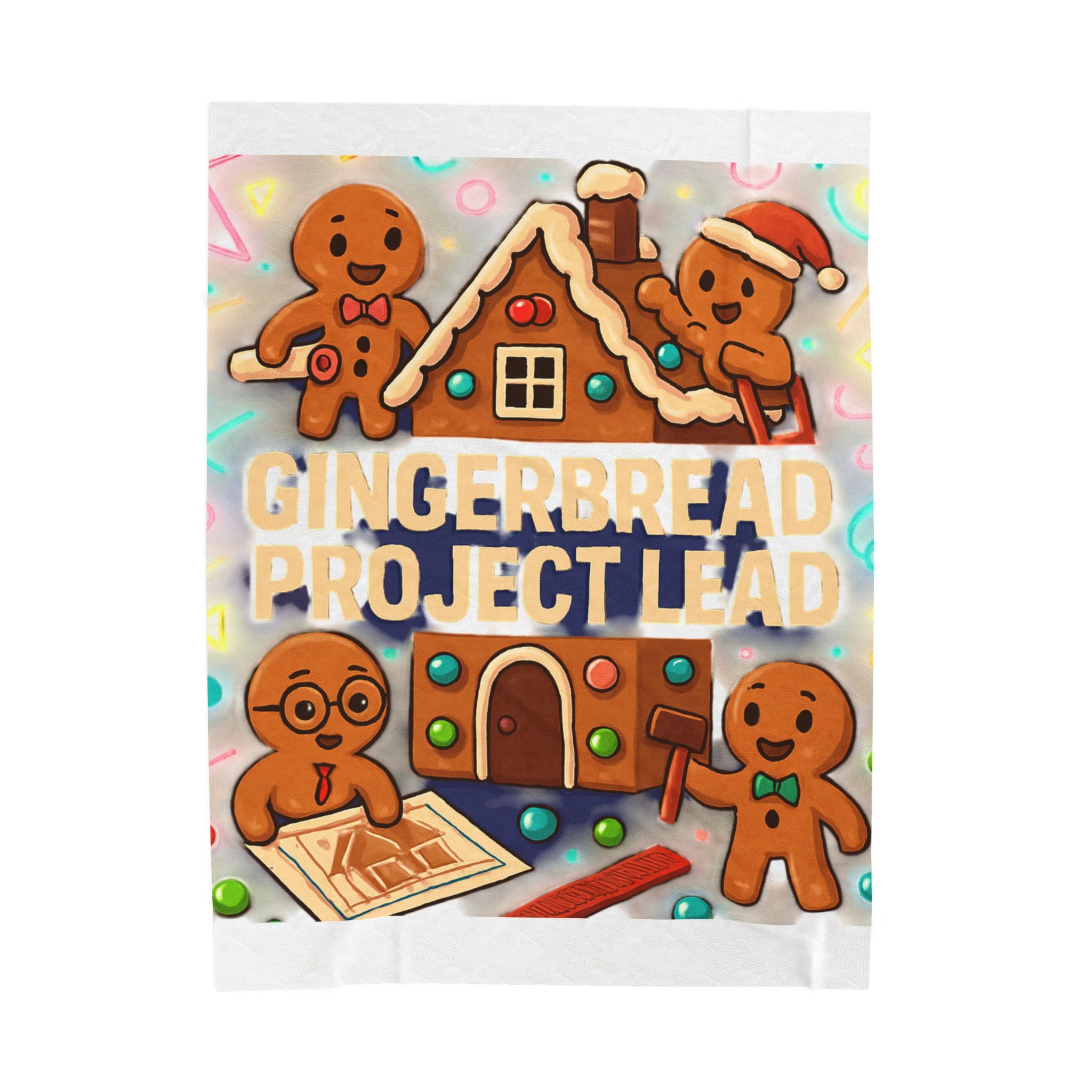 Velveteen Blanket — "Gingerbread Project Lead" Holiday Plush Throw