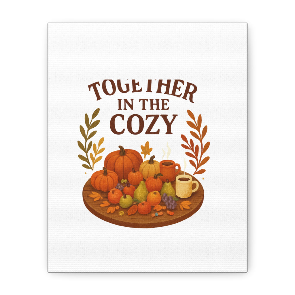 Fall Harvest Cozy Canvas Wall Art – "In The Cozy" Pumpkin & Coffee Autumn Decor