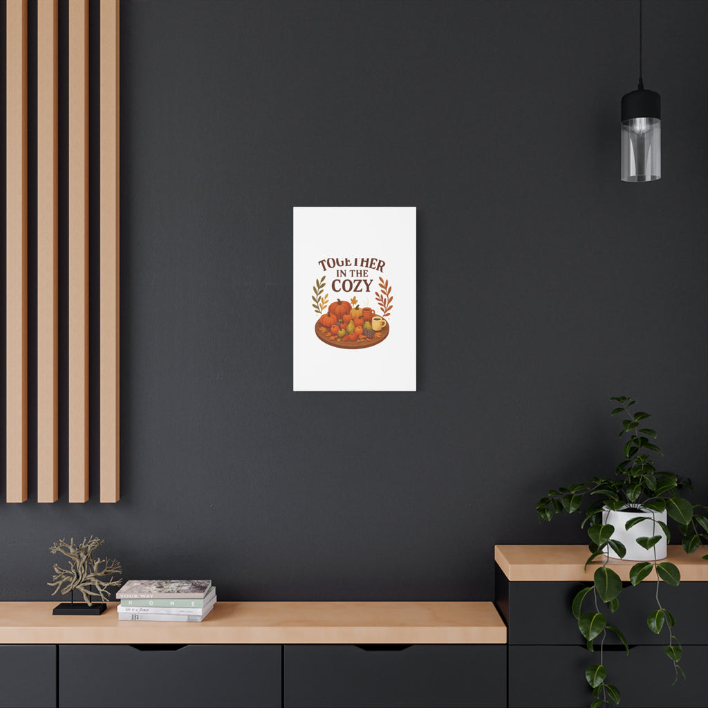 Fall Harvest Cozy Canvas Wall Art – "In The Cozy" Pumpkin & Coffee Autumn Decor