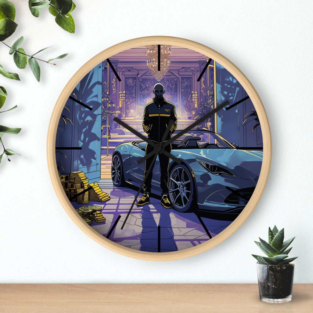 Luxury Sports Car Wall Clock — Modern Gangster Mansion Scene