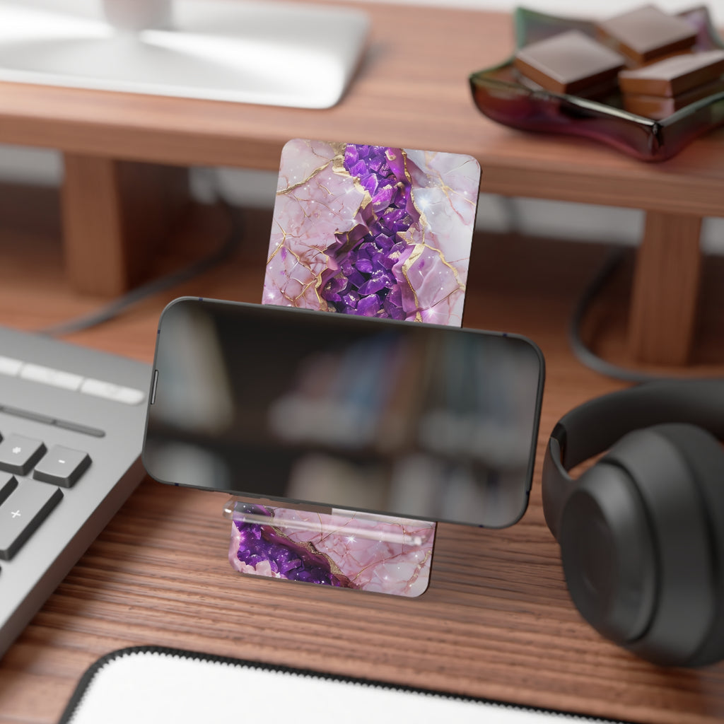 Mobile Phone Stand, Elegant Smartphone Holder, Amethyst Crystal Display, Desk Decor, Gift for Tech Lovers, Stylish Office Accessory