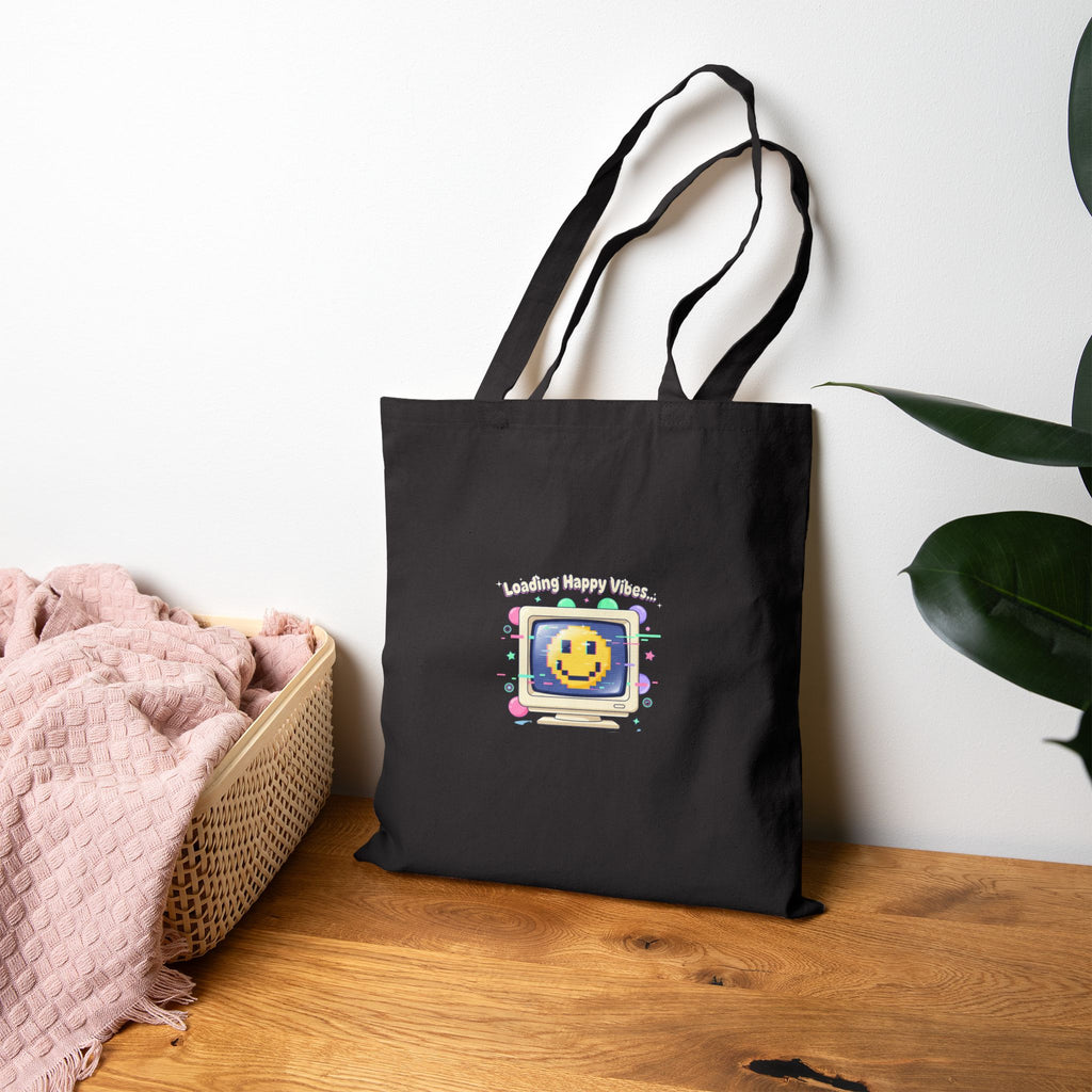 Smiley Retro OS Popup Tote, Y2K Pixel Tech Nostalgia