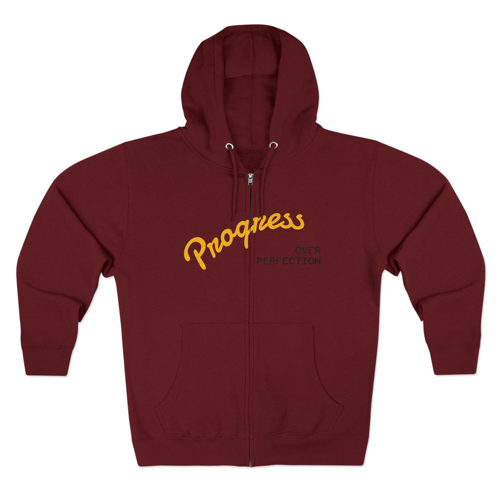 Progress Over Perfection hoodie | Motivational Zip Hoodie, Progress Is Made Quote